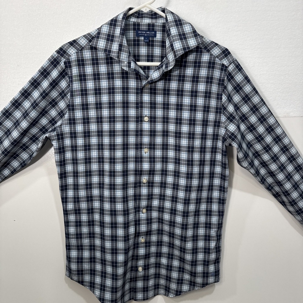 Peter Millar Shirt Mens Extra Large Check Casual‎ Button Up Long Sleeve